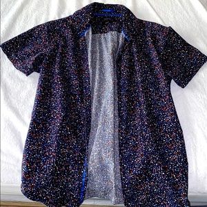 Denim & flower button tee